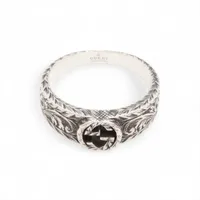 グッチ インターロッキングG フラワー リング 14 925 12.8g シルバー