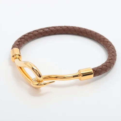 エルメス ジャンボ GP×革 ブレスレット ゴールド×ブラウン ABランク