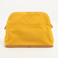 エルメス ボリードポーチMM キャンバス ポーチ グリーン シルバー金具