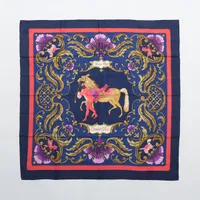 エルメス カレ90 Cheval Turcトルコの馬 シルク スカーフ オレンジ