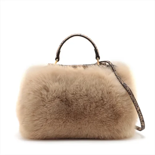 フェンディ ミニピーカブー ファー×パイソン 2WAYハンドバッグ