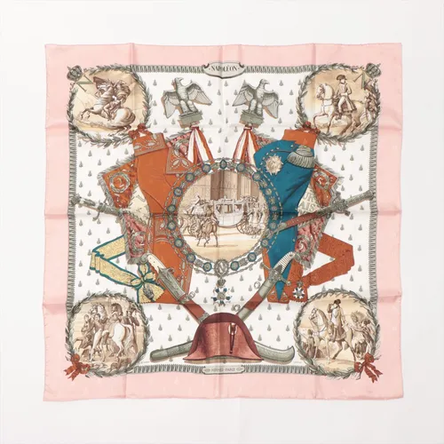 エルメス カレ90 NAPOLEON ナポレオン シルク スカーフ ピンクベージュ