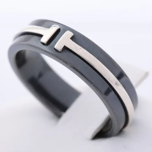 ティファニー T TWO 925×チタン リング ブラック×シルバー ABランク