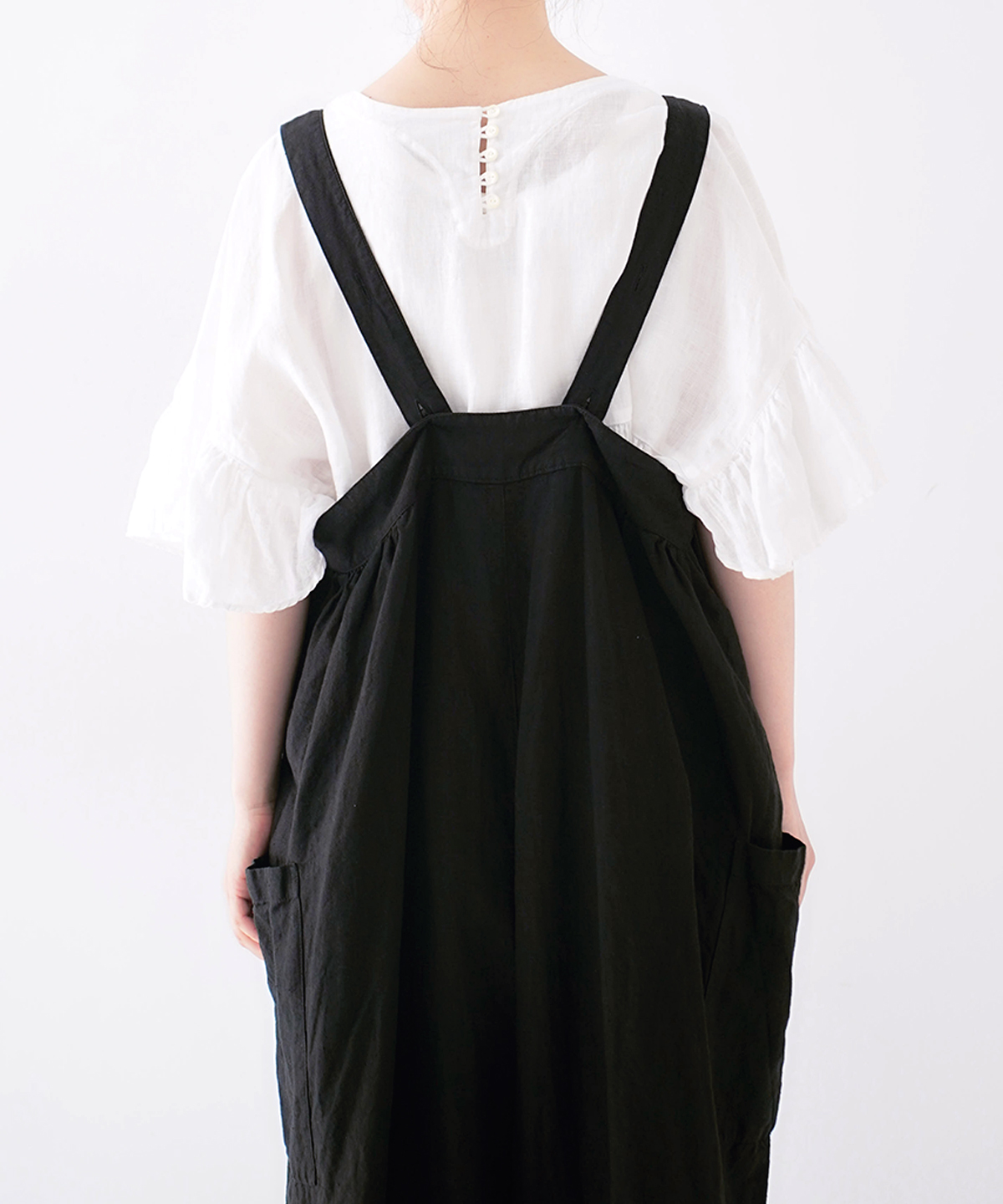 ブラックリネンワイドサロペット｜nest Robe / CONFECT ONLINE SHOP