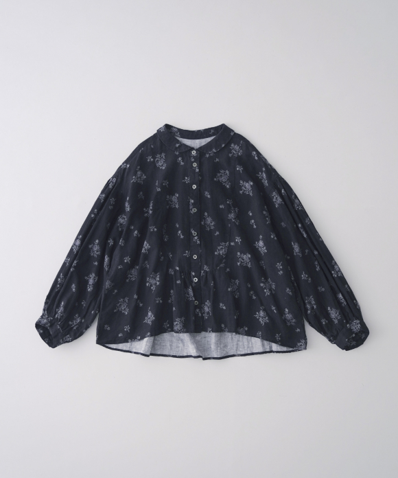 ヴィンテージフラワープリントタキシードブラウス｜nest Robe