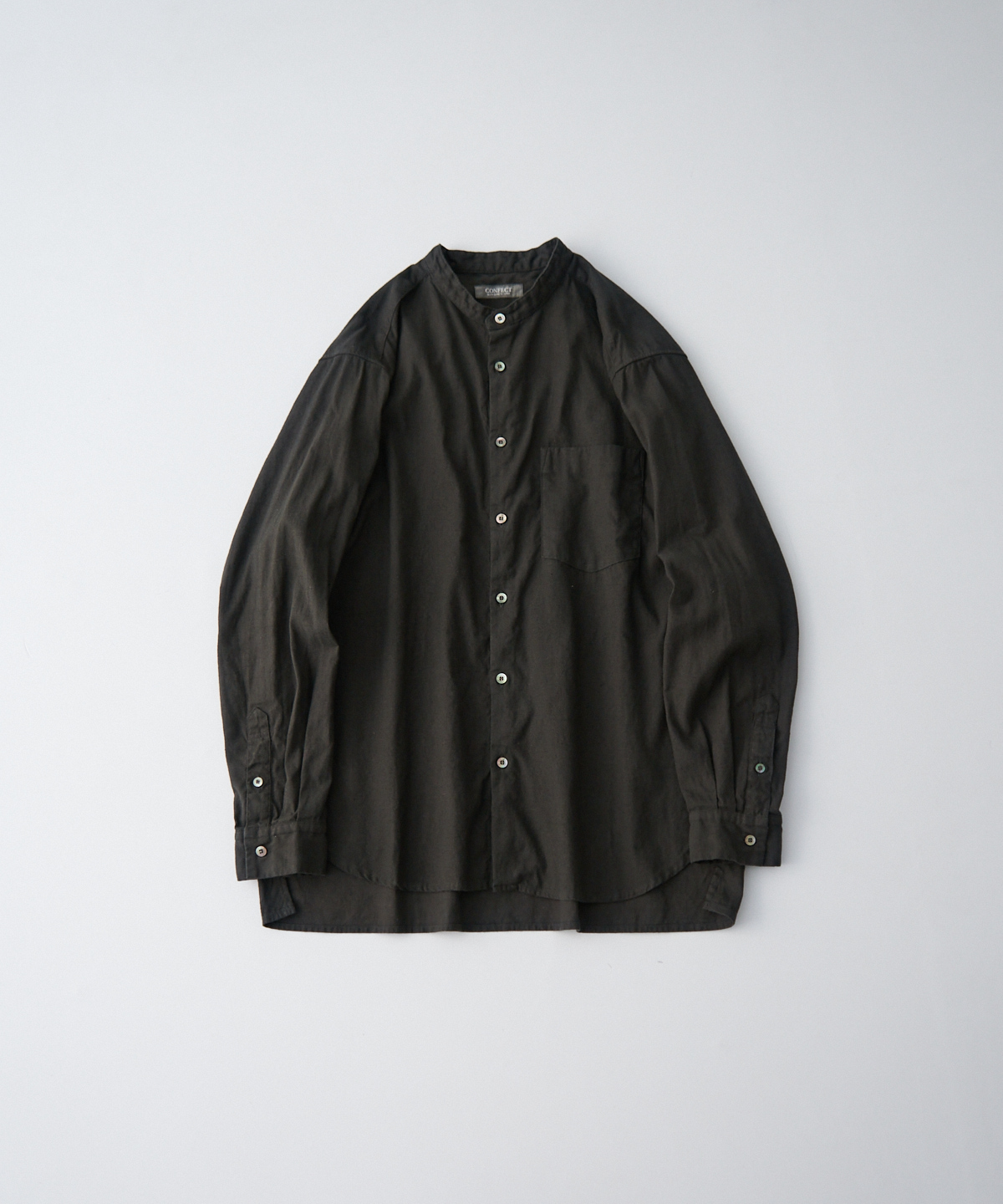 UpcycleLino] 起毛リネン バンドカラーシャツ｜nest Robe / CONFECT