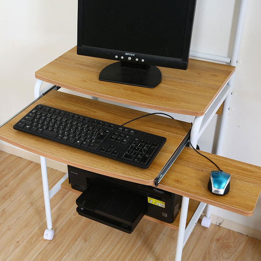 送料無料】 パソコンデスク キーボードスライダー付き 上棚付き