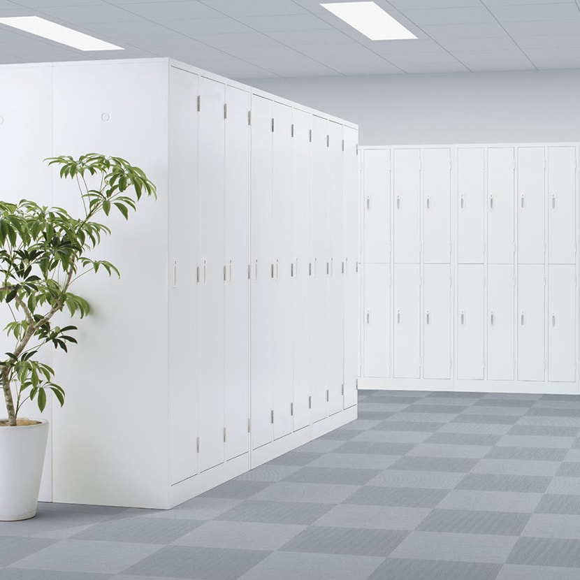 送料無料】 8人用(2列4段) スチールロッカー 鍵付き ホワイト 業務用