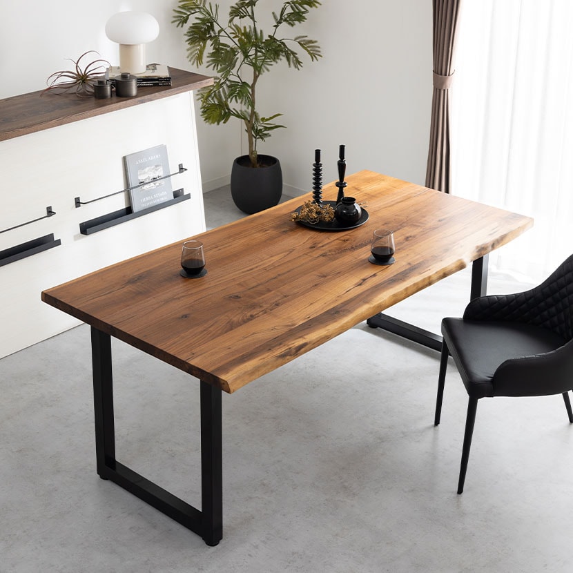 送料無料】 雅 ダイニングテーブル 無垢 天然木 木製 耳付き