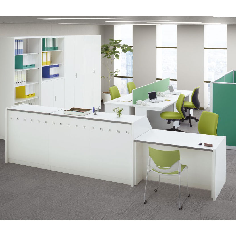 送料無料】 NSシリーズ ハイカウンター Uタイプ ホワイト 鍵付き 受付