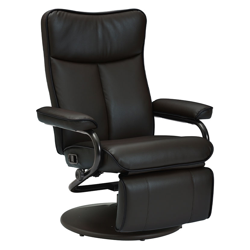 美品】リクライニングチェア ブラック 合成皮革1人掛け折りたたみ