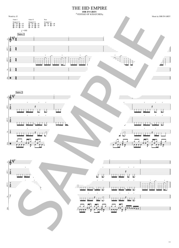 楽譜】THE IIID EMPIRE / DIR EN GREY (バンドスコア / 中級