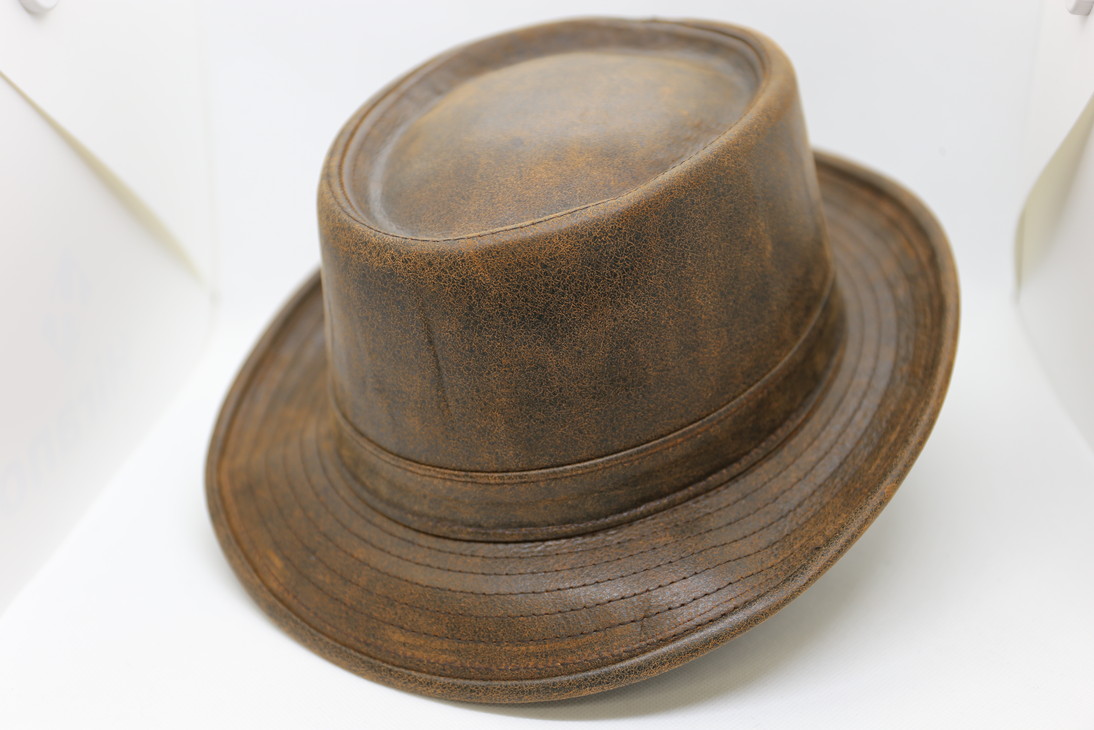 ヘンシェル（Henschel） レザーポークパイハット ブラウン L(58cm