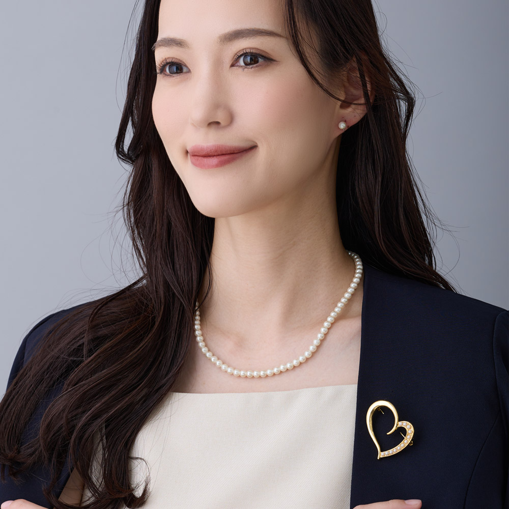 楽天市場】【スーパーセール！】 ブローチ ハート 日本製 K18GP パール
