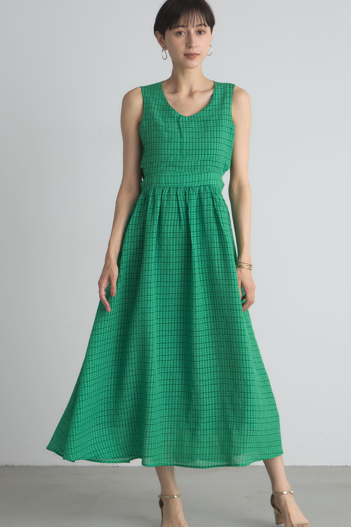 古畑星夏さん着用】サッカーチェックサイドカットワンピース