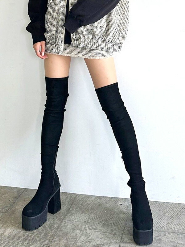 楽天市場】EMODA エモダ 厚底 ブーツ スクエア フィット ロング ブーツ