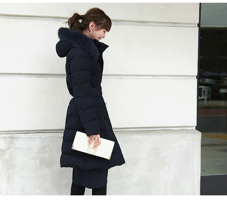 ベルト付きフォックスファーダウンコート「D786」-RUIRUE BOUTIQUE