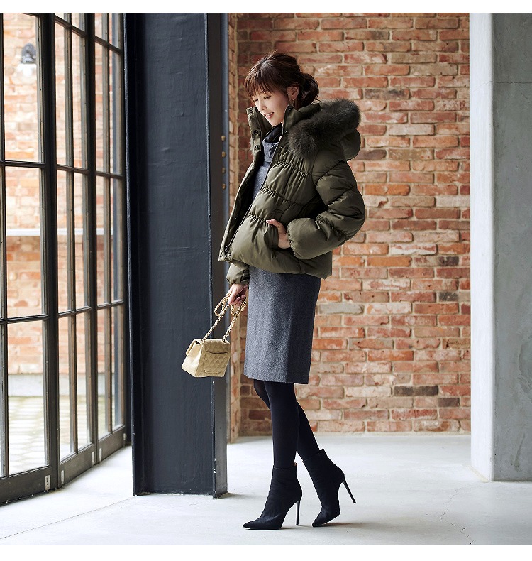 フォックスファーシャーリングダウンジャケット「D789」-RUIRUE BOUTIQUE