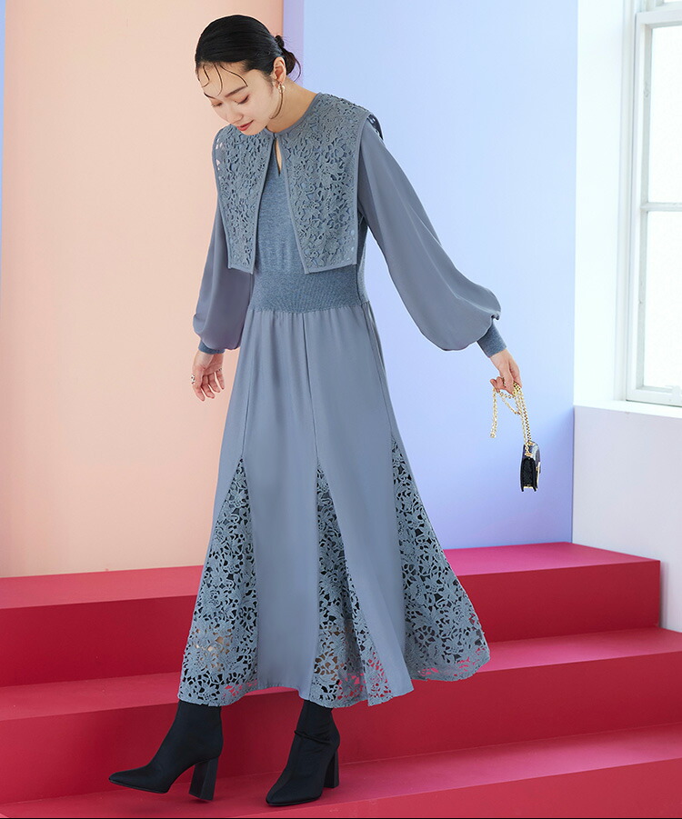 レースカラーマーメイドワンピース「CKN1158」-RUIRUE BOUTIQUE