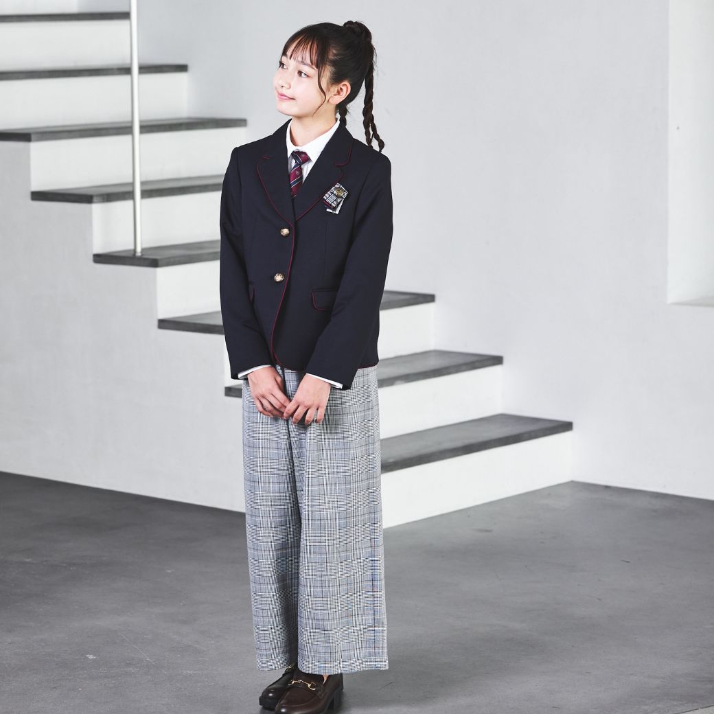 グレンチェックワイドパンツスーツ (8401-2500) 150 160 165cm 165B