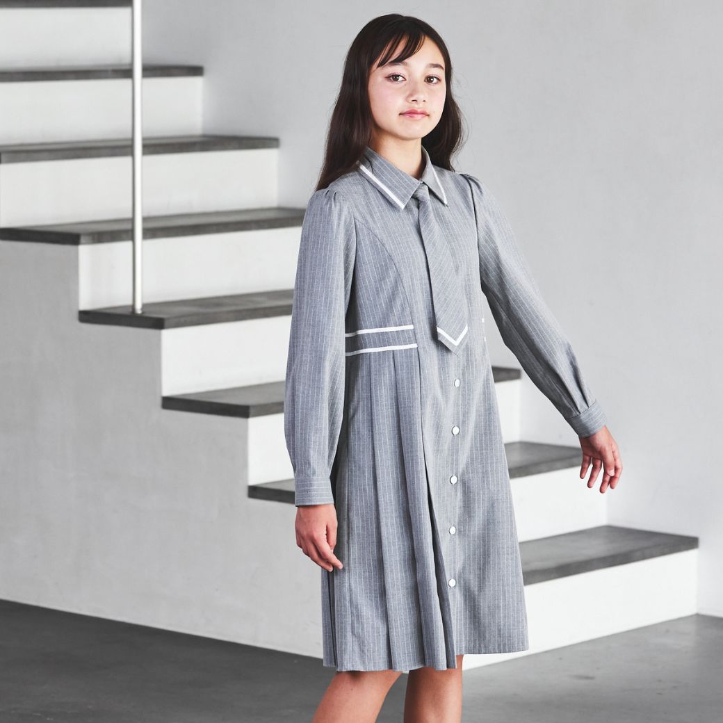 期間限定50％OFF】ピンストライプラインアクセントワンピース 150 160