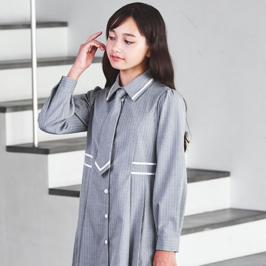 期間限定50％OFF】ピンストライプラインアクセントワンピース 150 160