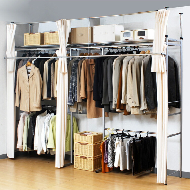 楽天市場】【レビュー特典付き】ハンガーラック 突っ張り 2段