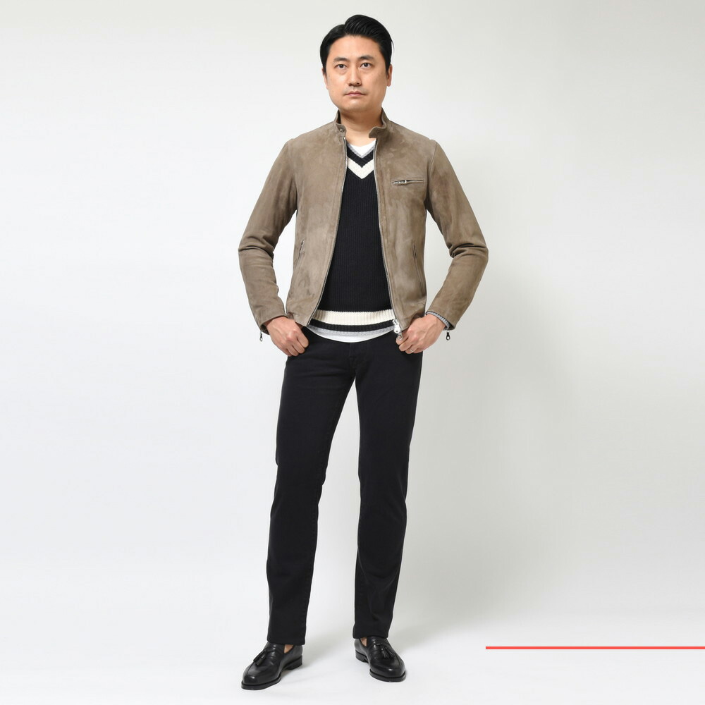 Cinquanta（チンクアンタ）ゴートスエードスタンドカラーシングル