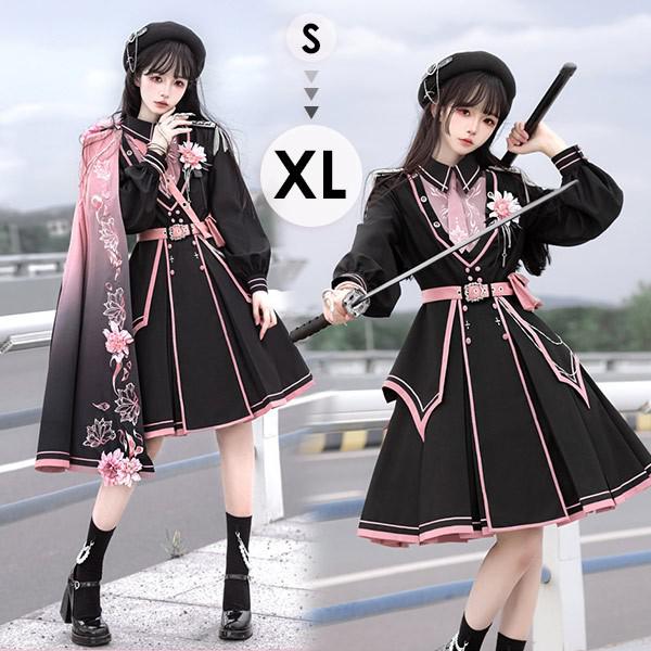 楽天市場】和風ロリータ ミリタリー風ワンピース S〜XL 学園祭