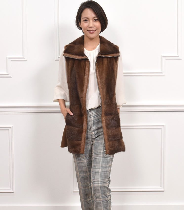 半額 会員価格適用外】ミンクファーベスト（MB2233） 毛皮 ファー