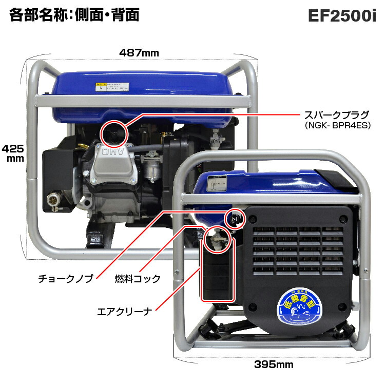 EathPower インバーター発電機 EF2500i【EF2500I】 — PLOW(プラウ)公式