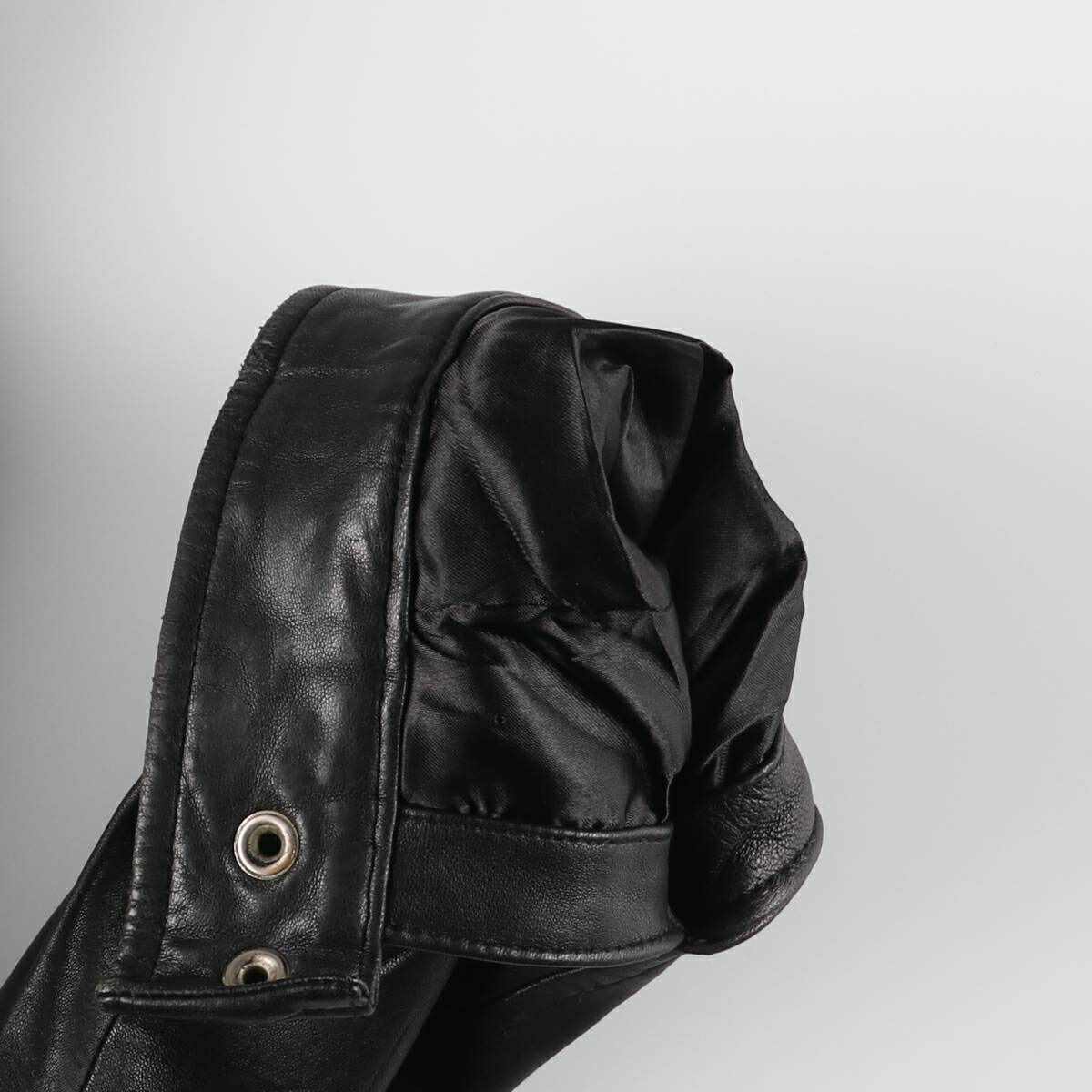 古着 HATHAWAY スイングトップタイプ 中綿入り レザーブルゾン メンズL