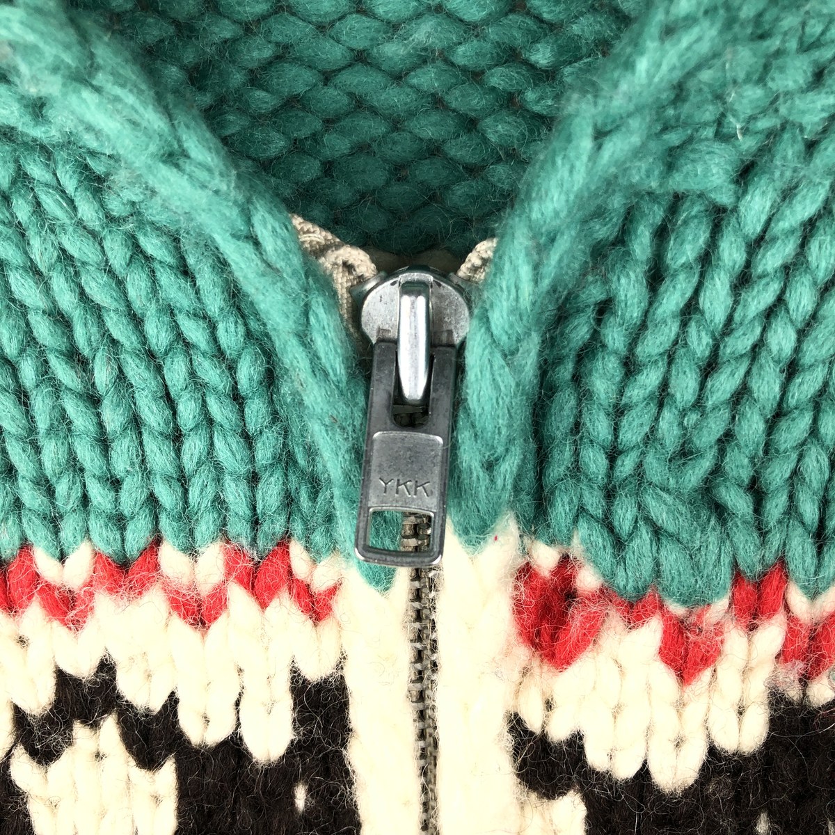 古着 カナタ KANATA 総柄 クマ柄 カウチンセーター カナダ製 メンズXL