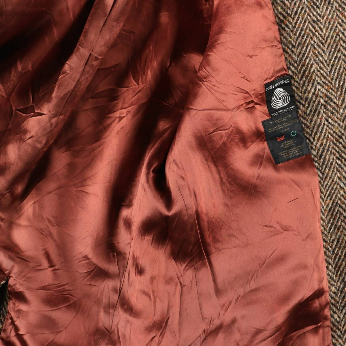 古着 アクアスキュータム Aquascutum ツイードコート カラーネップ