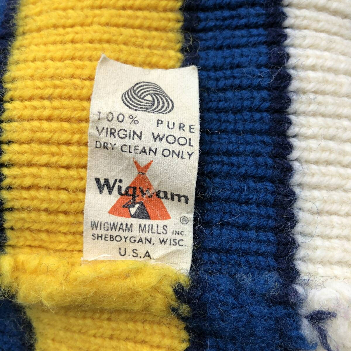 古着 80～90年代 WIGWAM マルチボーダー ニット帽 ビーニー USA製
