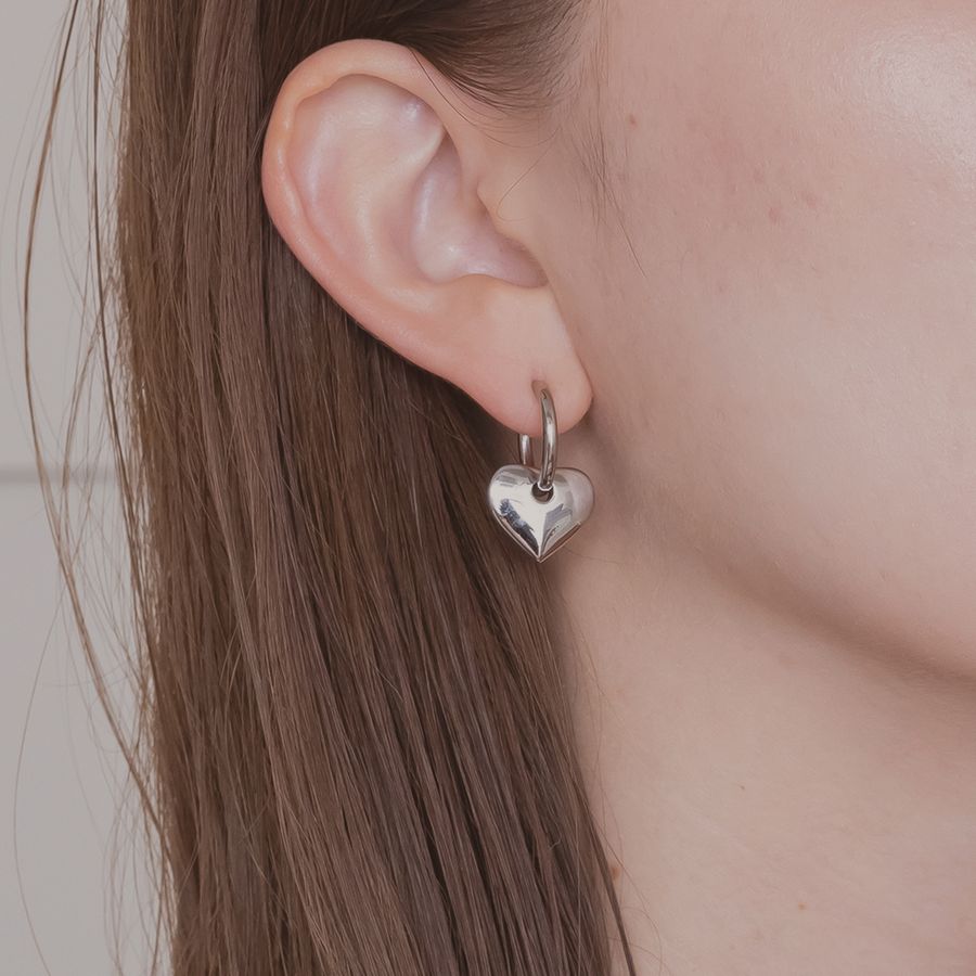 金属アレルギー対応 316L】2wayハートステンレスフープピアス - ピアス