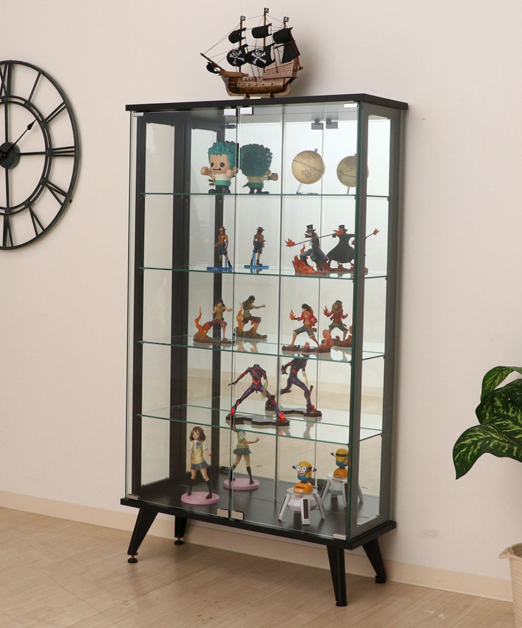 楽天市場】収納家具 ガラスディスプレイラック 5段 脚付き ハイタイプ