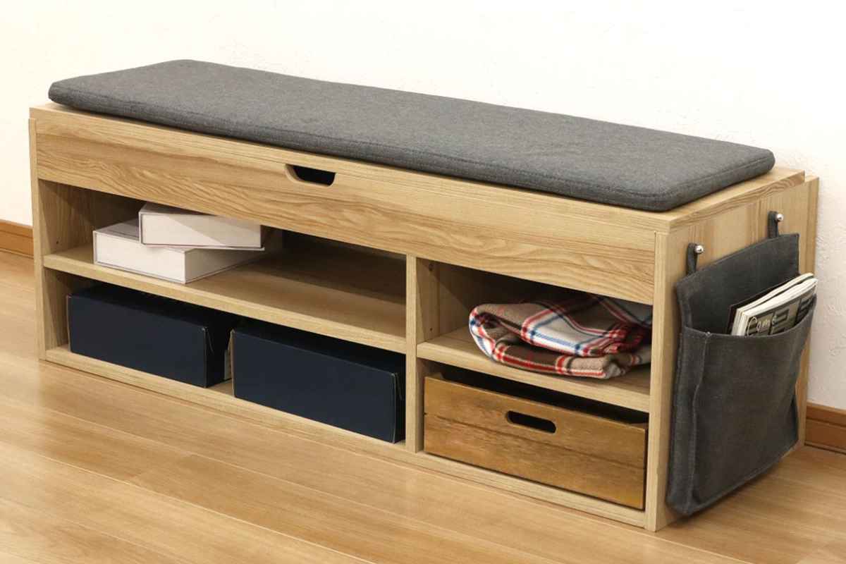 楽天市場】ベンチラック 2段2列 北欧風 座面収納 幅125cm （ ベンチ