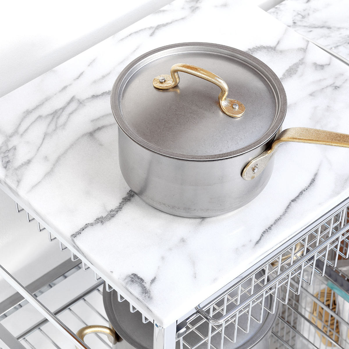 楽天市場】キッチンワゴン マーブルトップトローリー L 幅60cm