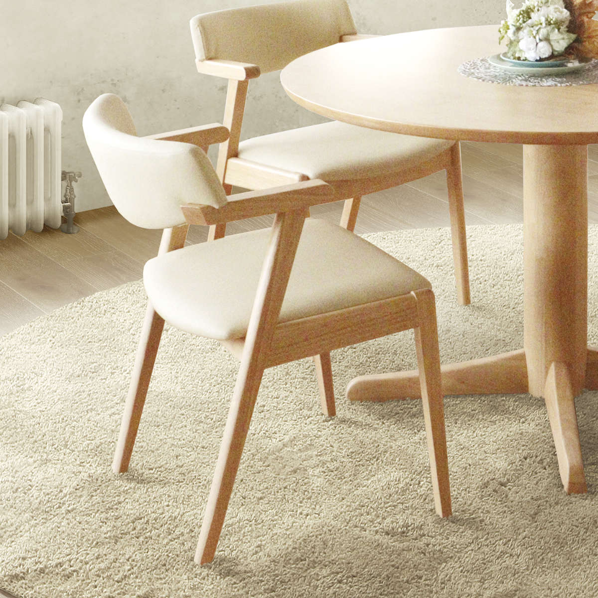 楽天市場】ダイニングチェア 座面高43cm ハーフアームチェア ベル