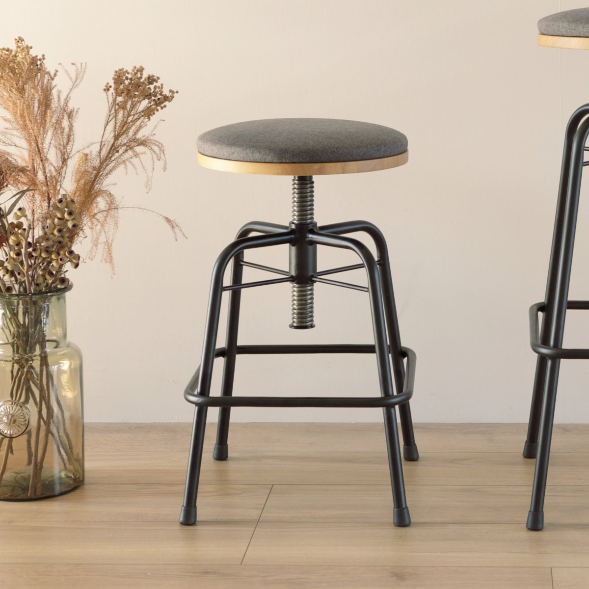 楽天市場】スツール グラム 高さ43～55cm 高さ調整 椅子 スチール脚