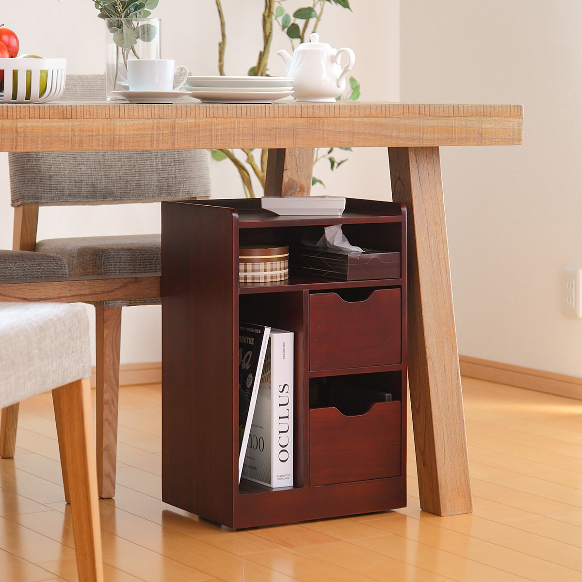 楽天市場】サイドテーブル 幅35cm 木製 テーブル下ワゴン 軽量