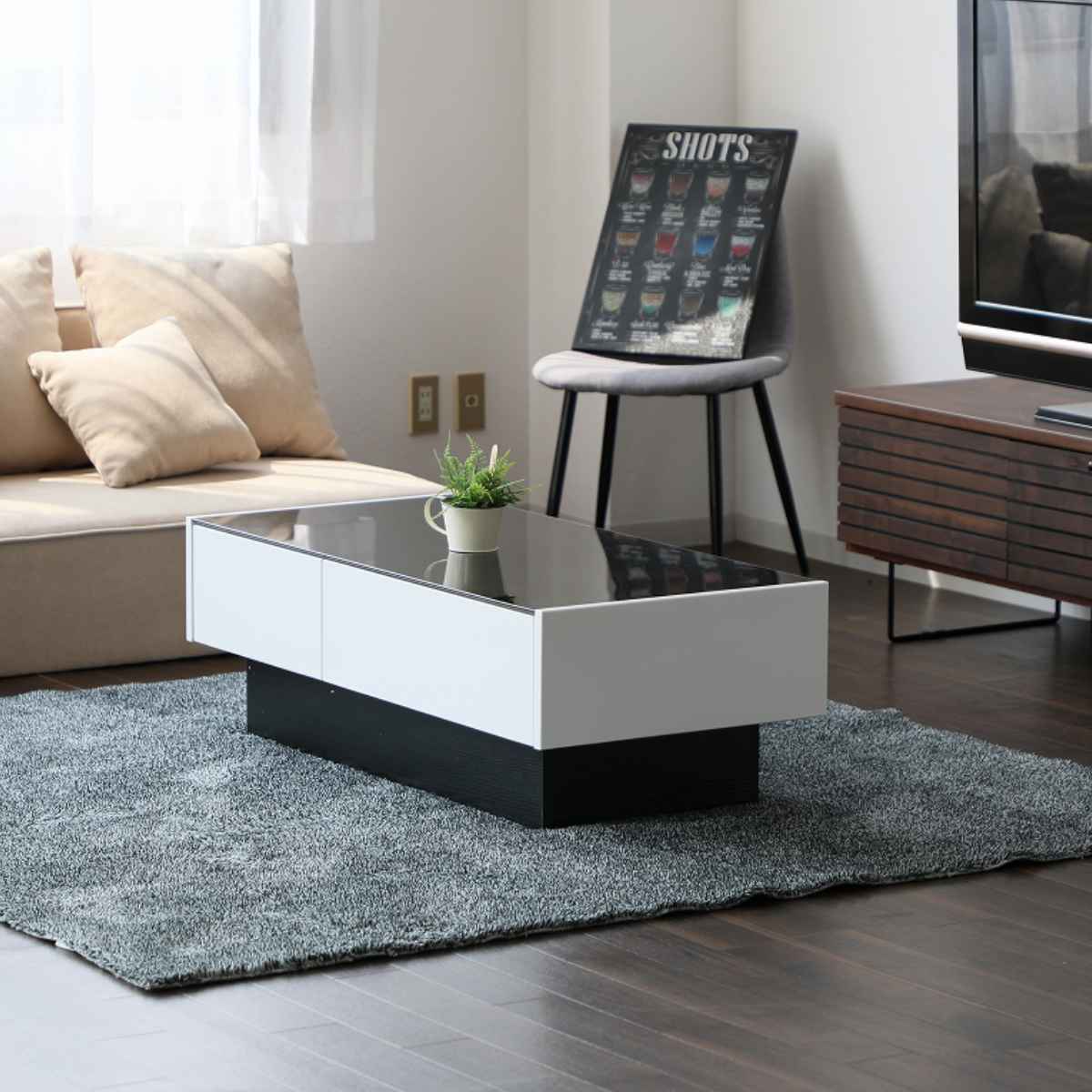 楽天市場】ローテーブル おしゃれ ガラス 大きめ 引き出し 幅105cm