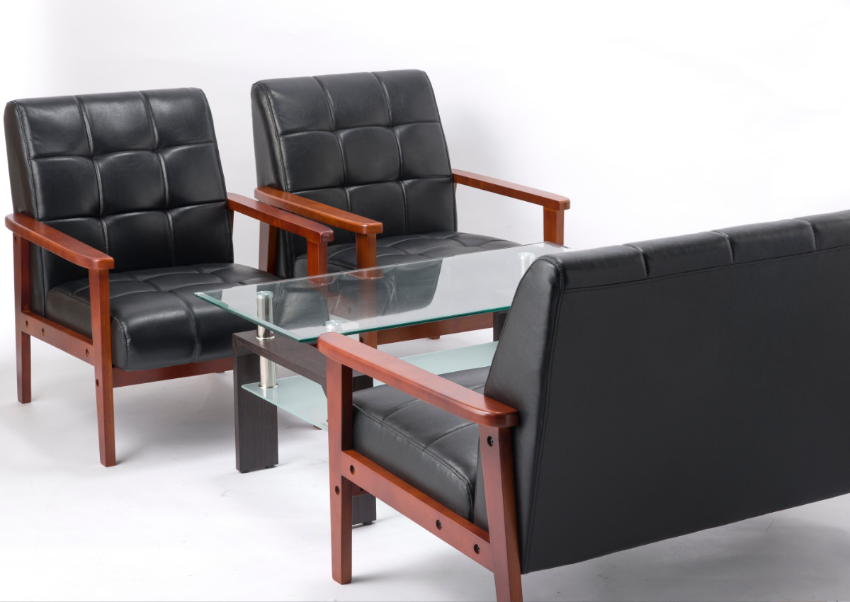 楽天市場】ソファ 2人掛け 幅122cm 木肘 レザーブラック ラニット