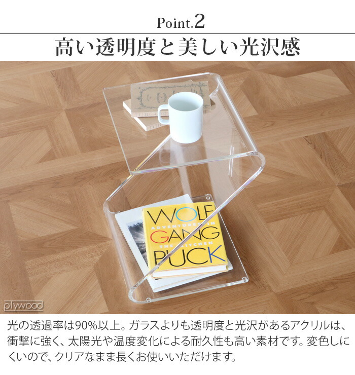 楽天市場】サイドテーブル 透明 アクリル Z字型 日本製 クリアワーズ
