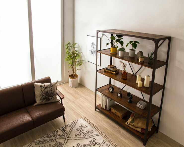 楽天市場】ビンテージラック 3段 幅120cm 木製 アイアンラック