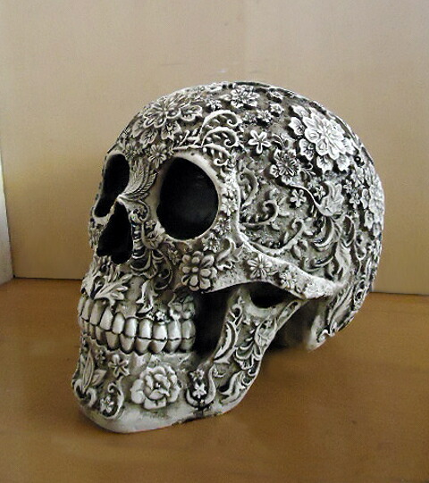 楽天市場】ターコイズ色花柄が刻まれたブル（雄牛）スカル頭蓋骨 壁