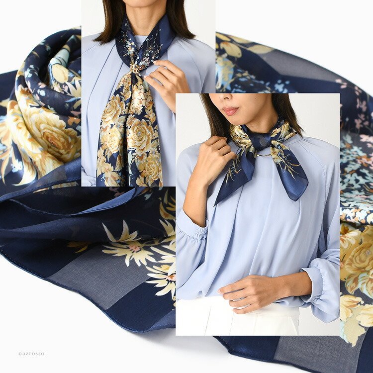 楽天市場】日本製 シルク スカーフ 大判 スカーフ 正方形 90cm 高級