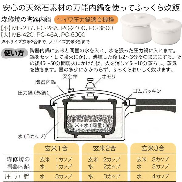 楽天市場】平和圧力鍋PC-45A＆マルチ容器（大）セット【鋳物屋、森修焼