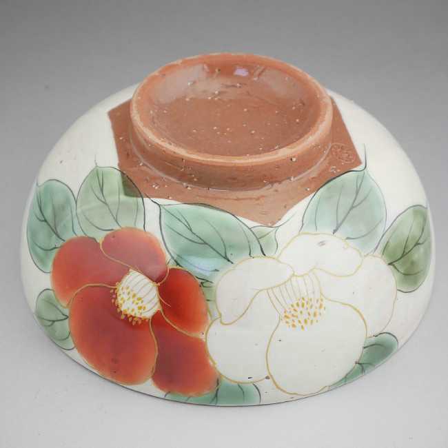 紅白椿ご飯茶碗 陶あん 大 - 京焼清水焼 松韻堂